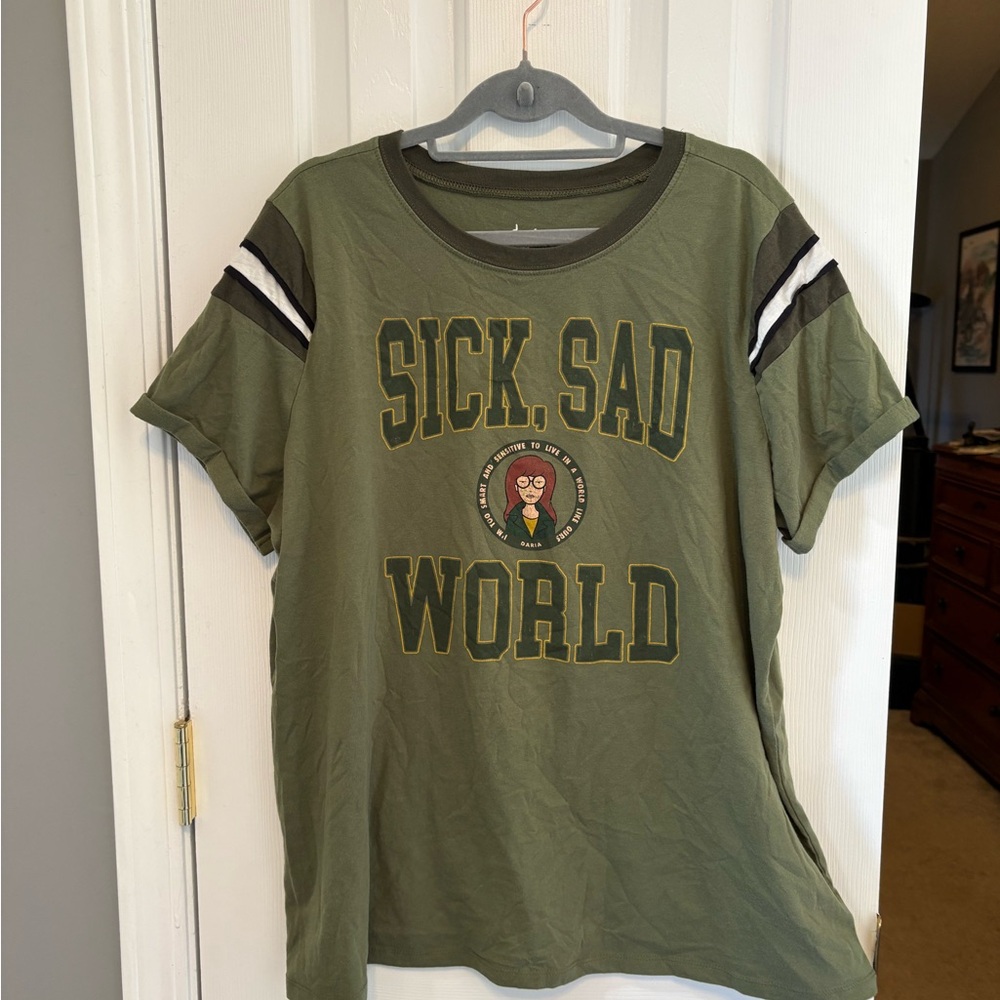 Daria Graphic Tee with 'Sick Sad World' Print